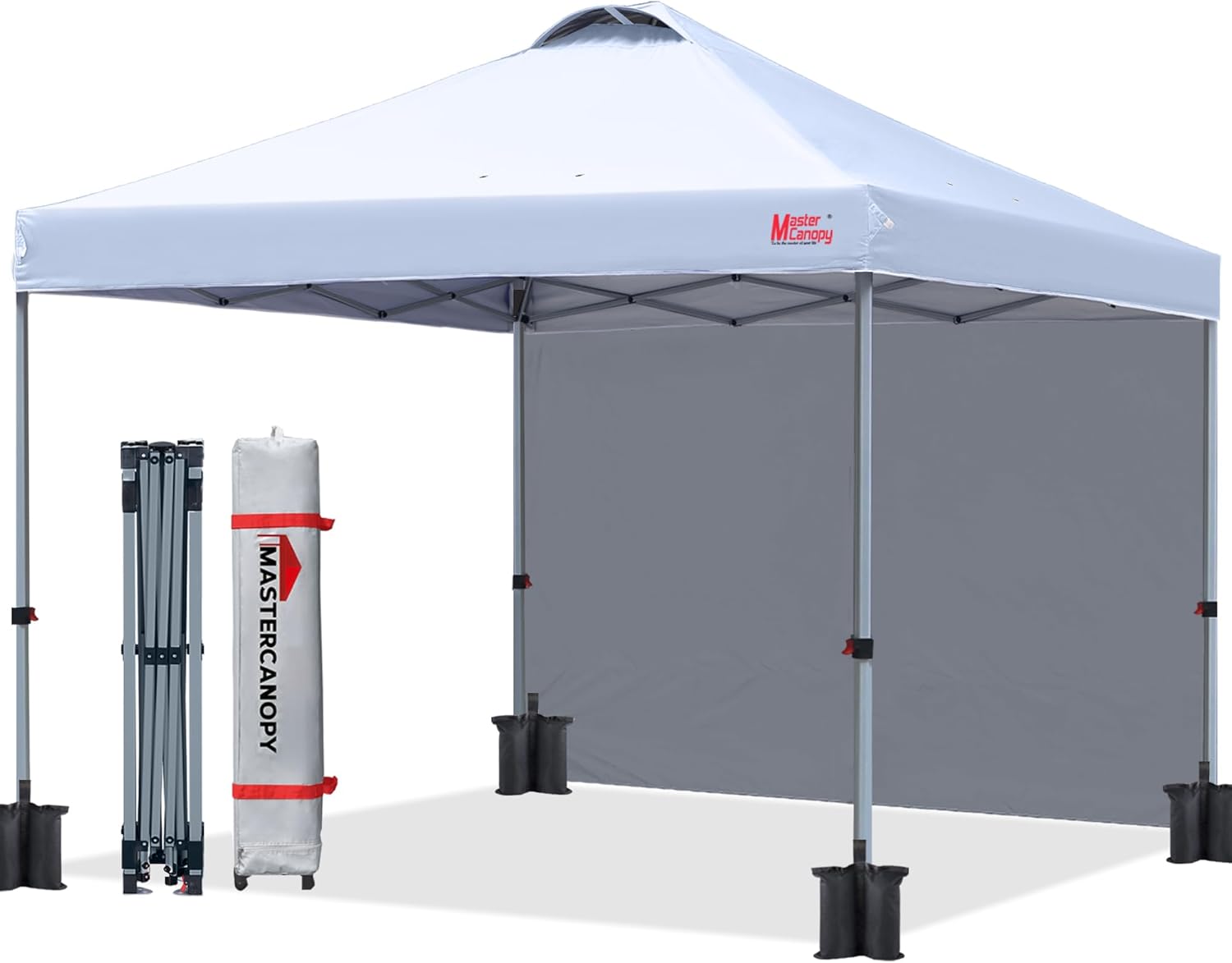 MASTERCANOPY Durable Pop-up Canopy Tent with 1 Sidewall (10'x10',White)