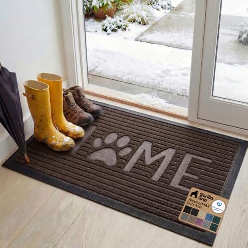 GORILLA GRIP WeatherMax Doormat (Espresso Home Paw)