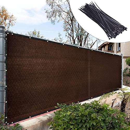 Royal Shade Custom Size 4' x 72' Brown Fence Privacy Screen Windscreen Cover Netting Mesh Fabric Cloth - Cable Zip Ties Included (We Make Custom Size)