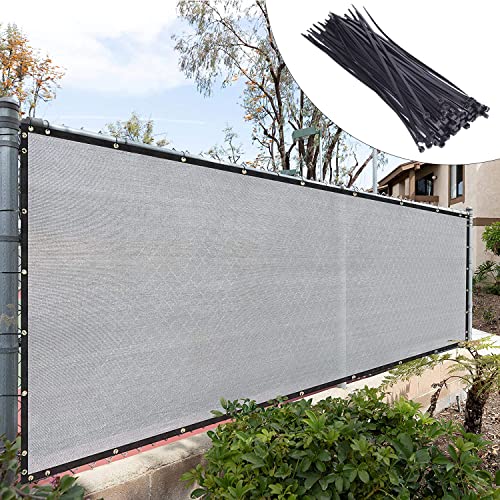 Royal Shade Custom Size 4' x 102' Grey Fence Privacy Screen Windscreen Cover Netting Mesh Fabric Cloth - Cable Zip Ties Included (We Make Custom Size)