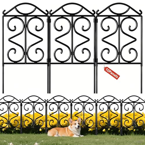 AMAGABELI 24in x 10ft Decorative Fence (Black)