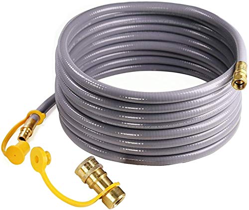 DOZYANT 36 Feet 3/8" ID Natural Gas Hose, Low Pressure LPG Hose with Quick Connect, for Weber, Char-broil, Pizza Oven, Patio Heater and More, 3/8 Female x 3/8 Male Flare Quick Disconnect