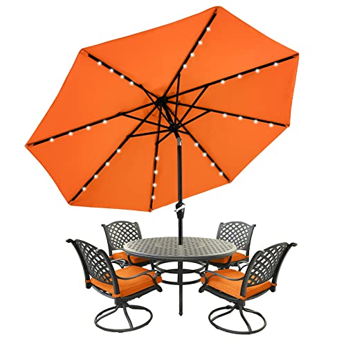 MASTERCANOPY Patio Umbrella with 32 Solar LED Lights -8 Ribs (9ft,Orange)