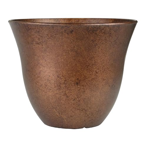 Classic Home and Garden Honeysuckle Resin Planters - Lightweight Indoor & Outdoor Plant Pots - UV-Resistant Plastic Flower Pots - Pot Planters for Flowers & Herbs (15" Distressed Copper)