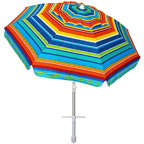 AMMSUN Beach Umbrella 6.5ft (Yellow Stripes)
