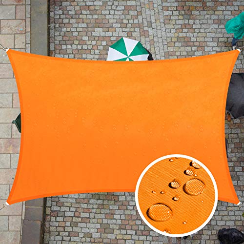 ColourTree Custom Size 5' x 10' Custom Size Orange TADR0712 Rectangle Waterproof Sun Shade Sail UPF50 Canopy Awning Shelter, 95% UV Block Water Resistant, Garden Carport Outdoor Patio (We Customize)