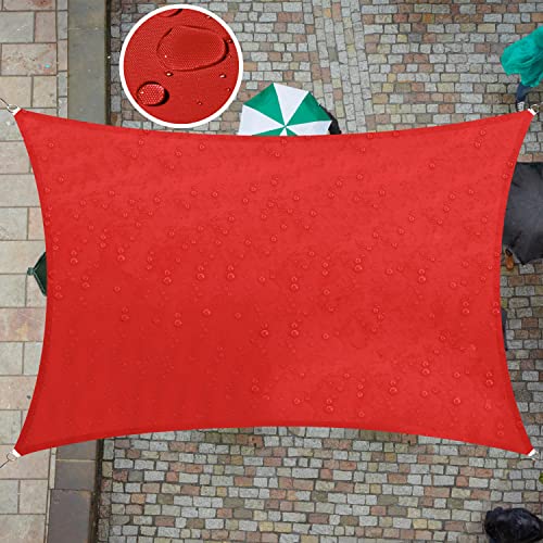 ColourTree Custom Size 5' x 14' Custom Size Red TADR0712 Rectangle Waterproof Sun Shade Sail UPF50 Canopy Awning Shelter, 95% UV Block Water Resistant, Garden Carport Outdoor Patio (We Customize)
