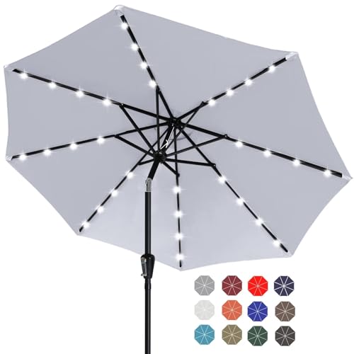 ABCCANOPY 9FT Solar LED Umbrella (Light Gray)