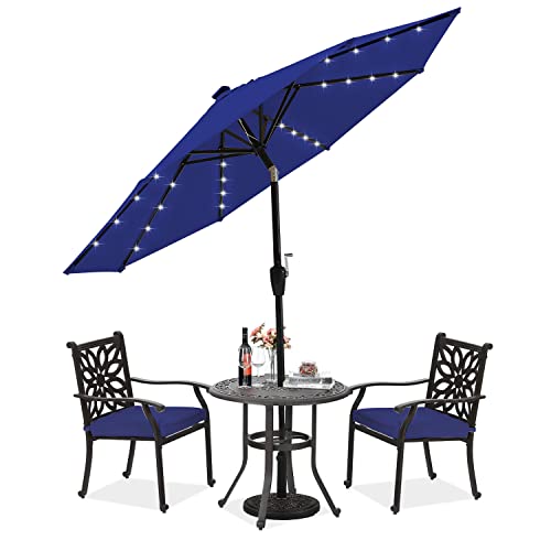 ABCCANOPY Durable Solar Led Patio Umbrellas with 32LED Lights 9FT (Royal Blue)