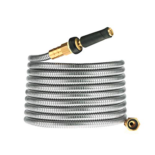 Expandable Metal Garden Hose 75 FT - 304 Stainless Steel Water Hose 75 FT - Heavy Duty non Kinking Flexible Garden Hose, no Bite