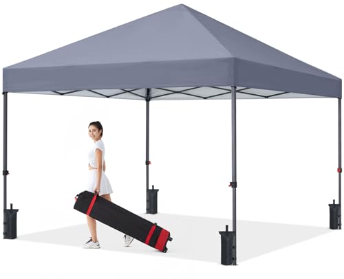 COOSHADE Durable Easy Pop Up Canopy Tent 10x10Ft, with 4 Sandbags(Grey)