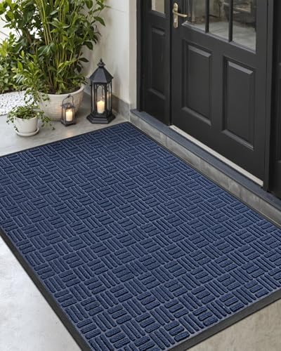 DEXI Front Door Mat, Maze Blue