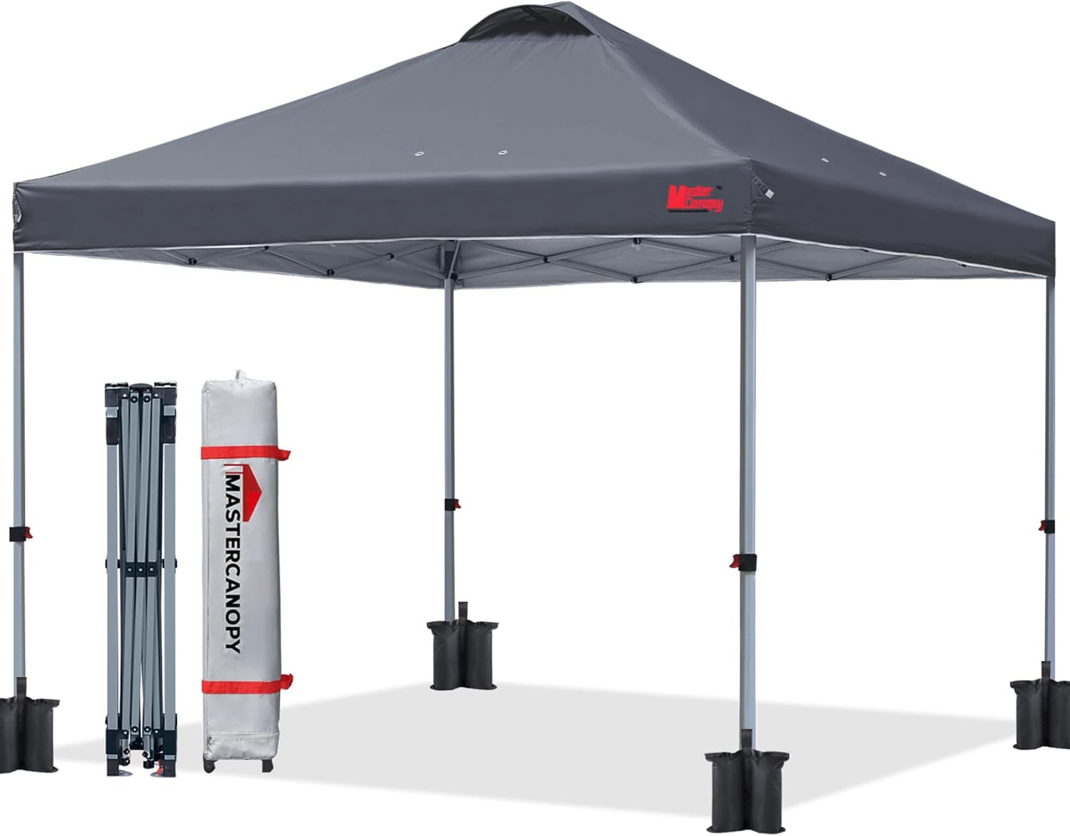 MASTERCANOPY Durable Pop-up Canopy Tent with Roller Bag (10x10, Dark Gray)