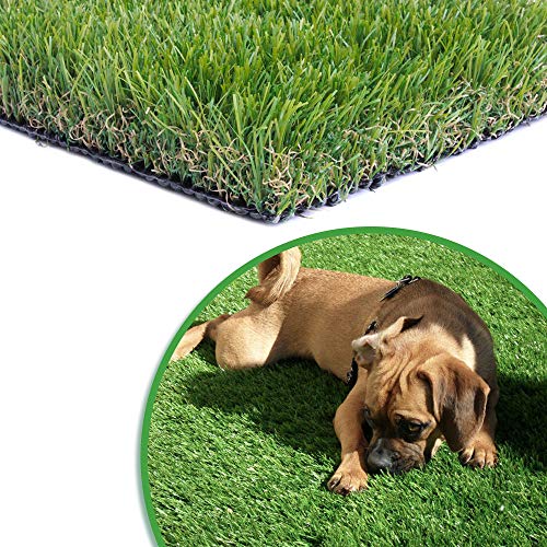 Artificial Grass Turf 12FTX25FT,1,38inch 4 Tone Realistic Synthetic Thick Fake Faux Grass Rug Astroturf Carpet Landscape for Dogs Indoor Outdoor Garden Lawn Mat, with Drainage Holes