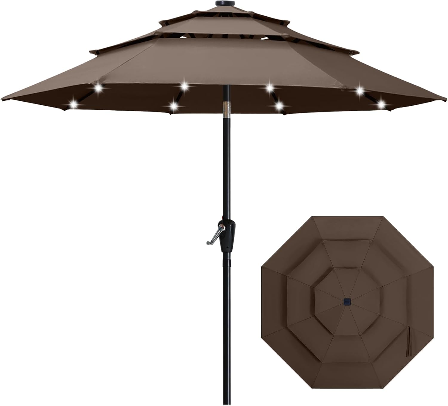 ABCCANOPY 3-Tiers 9FT Solar Patio Umbrella