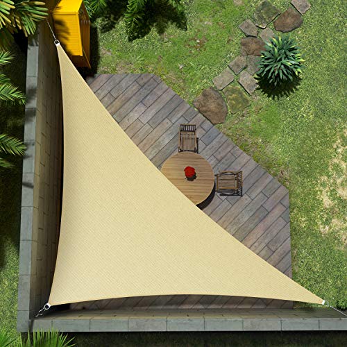 Amgo Custom Size 15' x 15' x 21.2' Beige Right Triangle Sun Shade Sail UPF50+ AGTAPRT12, Order to Make Canopy Awning, 95% UV Blockage, Water & Air Permeable, Commercial Standard (We Customize)