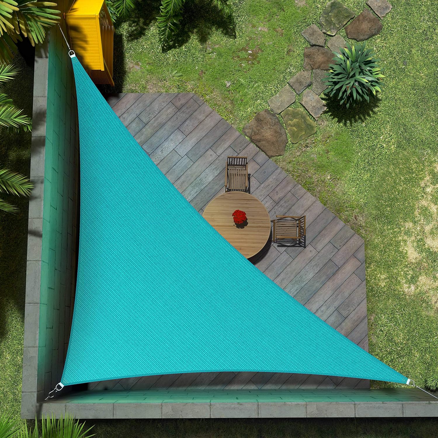 Amgo Custom Size 17' x 23' x 28.6' Turquoise Triangle Sun Shade Sail UPF50+ AGTAPRT12, Order to Make Canopy Awning, 95% UV Blockage, Water & Air Permeable, Commercial Standard (We Customize)