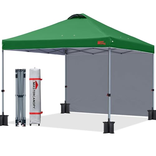 MASTERCANOPY Durable Pop-up Canopy Tent with 1 Sidewall (10'x10',Forest Green)