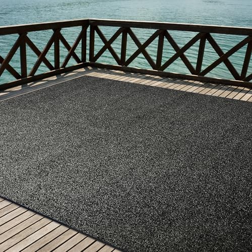 iCustomRug Indoor/Outdoor Turf Carpet & Rugs, Synthetic Grass Artificial Grass for Decks, Patios, Yards, Camping, Boats, Finished Edges with Binding Tape, 12ft X 24ft in Black and Grey