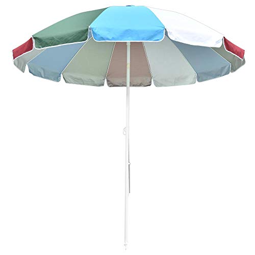 Yescom 8ft Rainbow Beach Umbrella Sunshade with Tilt Sand Anchor Carry Bag UV Protection Outdoor Patio Camping Parasol