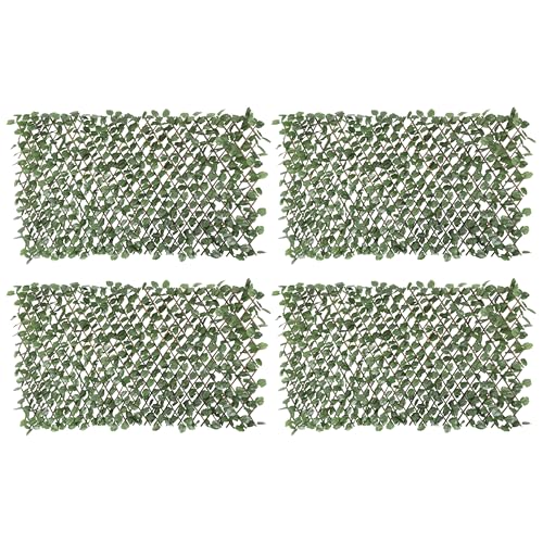 4PCS Artificial Expandable Ivy Leaf Faux Leaves Privacy Fence Screen for Outdoor Indoor Backyard Patio Balcony (Single Sided Leaves)