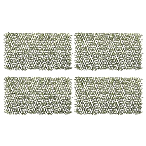 4PCS Artificial Expandable Buxus Leaf Faux Leaves Privacy Fence Screen for Outdoor Indoor Backyard Patio Balcony (Single Sided Leaves)