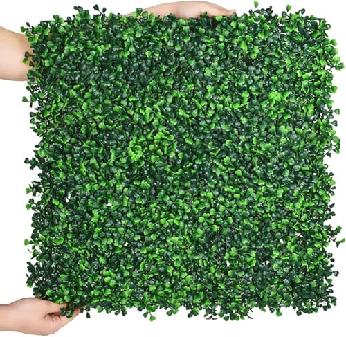 HWT 24 Pcs 20"X20" Artificial Boxwood Hedge Panels Faux Greenery Wall Panels Grass Wall Backdrop Panels UV-Protected Outdoor Plant Artificial Wall Grass for Indoor & Outdoor Party Event Decor