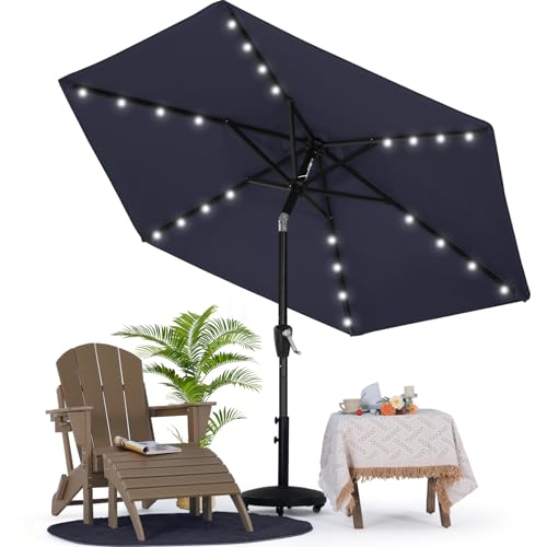 MASTERCANOPY Patio Umbrella with Solar LED Lights (7.5ft,Navy Blue)