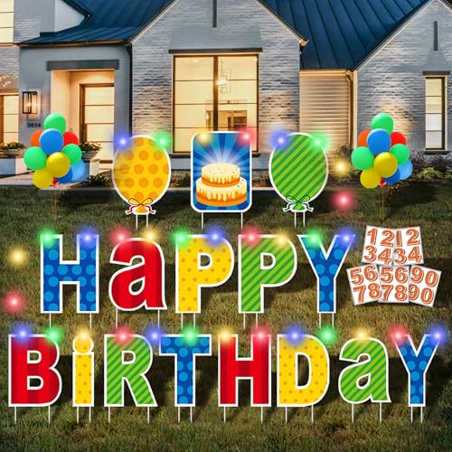 ComboJoy 16 Pcs Happy Birthday Yard Sign