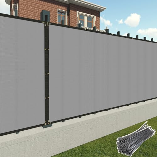 Patio Privacy Screen Fence 5' x 30' Heavy Duty Fence Panels Mesh Shade Fencing with Brass Grommets and Zipties, Safety Temporary Netting Cover for Balcony Garden Backyard Outdoor, Light Gray