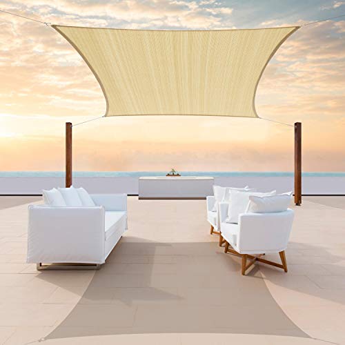 ColourTree TAPR1616 Custom Size 19' x 22' Beige Sun Shade Sail Canopy UV Block UPF50 Rectangle - Commercial Standard Heavy Duty - 190 GSM - 3 Years Warranty