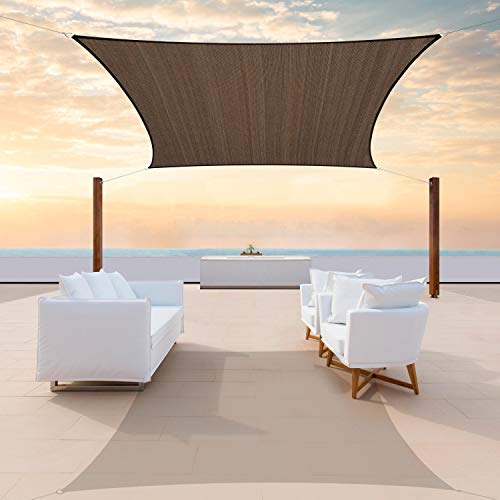 ColourTree TAPR1616 Custom Size 17' x 20' Brown Sun Shade Sail Canopy UV Block UPF50 Rectangle - Commercial Standard Heavy Duty - 190 GSM - 3 Years Warranty