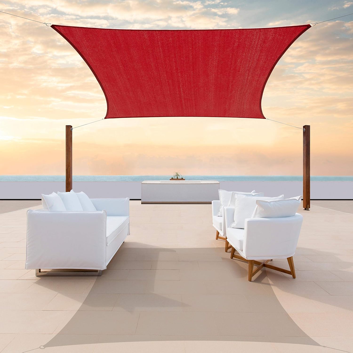 ColourTree TAPR1616 Custom Size 13' x 23' Red Sun Shade Sail Canopy UV Block UPF50 Rectangle - Commercial Standard Heavy Duty - 190 GSM - 3 Years Warranty