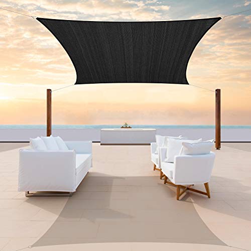 ColourTree TAPR1616 Custom Size 17' x 22' Black Sun Shade Sail Canopy UV Block UPF50 Rectangle - Commercial Standard Heavy Duty - 190 GSM - 3 Years Warranty