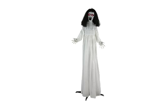 Haunted Hill Farm Life-Size Scary Demon Bride Halloween Animatronic with Touch Activated Lights and Sound, Battery Operated Indoor or Covered Outdoor Halloween Decorations for Home or Haunted House