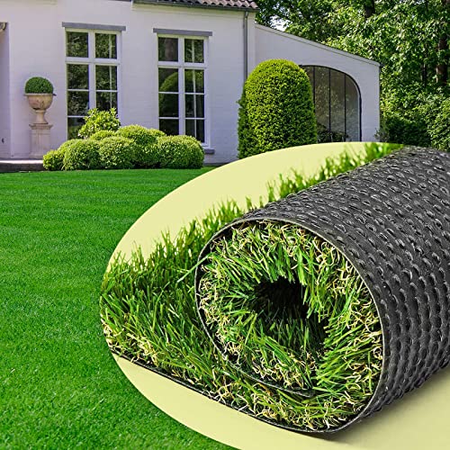 AYOHA Artificial Turf 13' x 14' Realistic Synthetic Grass, 1.38" Pile Height, Fake Lawn, Landscape for Pets Area, Play Ground, Pool Area, Backyard, Patio, Balcony, Drainage Holes, Custom Size