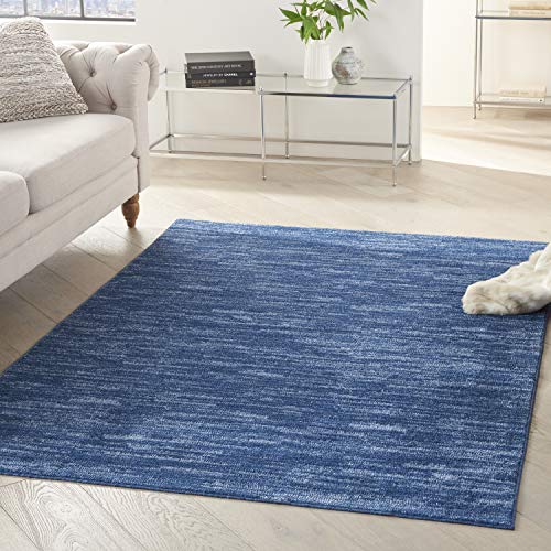 Nourison Home Essentials Indoor/Outdoor Navy Blue 5' x 7' Area Rug, Easy Cleaning, Non Shedding, Bed Room, Living Room, Dining Room, Backyard, Deck, Patio (5x7)