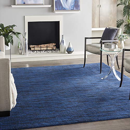 Nourison Essentials Indoor/Outdoor Midnight Blue 8' x 10' Area Rug, Easy Cleaning, Non Shedding, Bed Room, Living Room, Dining Room, Backyard, Deck, Patio (8x10)