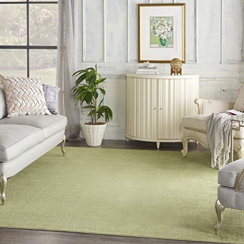 Nourison Essentials Indoor/Outdoor Green 9' x 12' Area Rug, Easy Cleaning, Non Shedding, Bed Room, Living Room, Dining Room, Backyard, Deck, Patio (9x12)