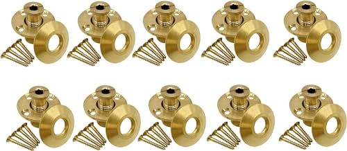 Poolzilla Pool Safety Cover Brass Anchor with Collar for Wood Decks - 10 Pack - Universal Fit