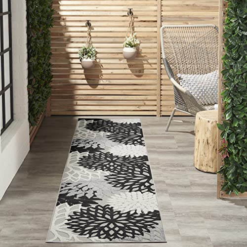 Nourison Aloha Black White 2'3" x 12'