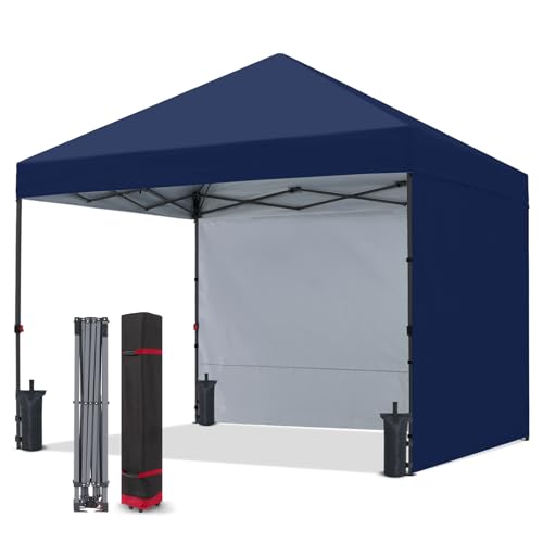 COOSHADE Pop Up Canopy Tent 10x10 with 2 Sidewalls, Outdoor Shade Instant Canopy Tents(Navy Blue)