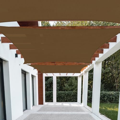 Patio Paradise 22' x 22' Sun Shade Sail Rectangle Canopy Patio Cover Sunlight Block Awning Heavy Duty Commercial Grade for Backyard Lawn Garden Outdoor Activities, Brown