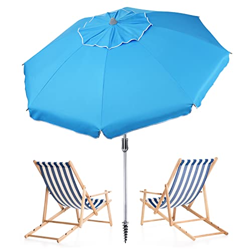 Keten 6.5ft Beach Umbrella for Sand with Sand Anchor
