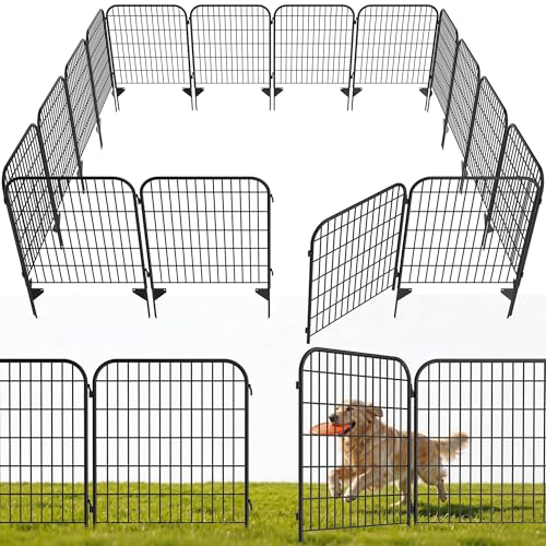 AMAGABELI GARDEN & HOME 5 Panels 24in(H)10ft(L) Decorative Garden Fences and Borders for Dogs No Dig Rustproof Metal Fence Panels Garden Fence Edging Border Animal Barrier Fencing White