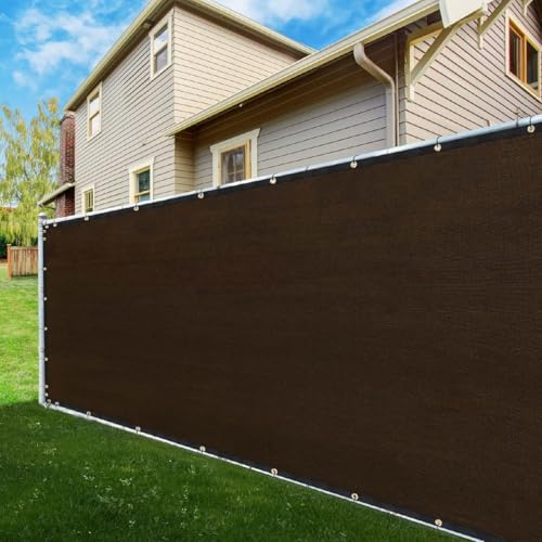 ShadeMart 5' x 68' Fence Privacy Screen Brown Heavy Duty 170 GSM Fencing Mesh Shade Net with Grommets & Zip Ties, 90% Blockage Fence Screen for Balcony Yard Outdoor Garden Pool (We Customize Size)