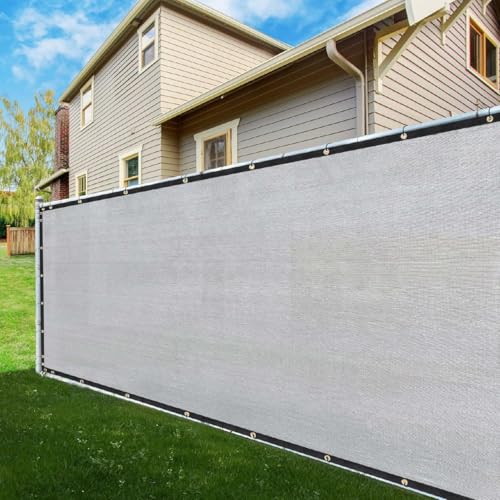 ShadeMart 5' x 69' Fence Privacy Screen Grey Heavy Duty 170 GSM Fencing Mesh Shade Net with Grommets & Zip Ties, 90% Blockage Fence Screen for Balcony Yard Outdoor Garden Pool (We Customize Size)