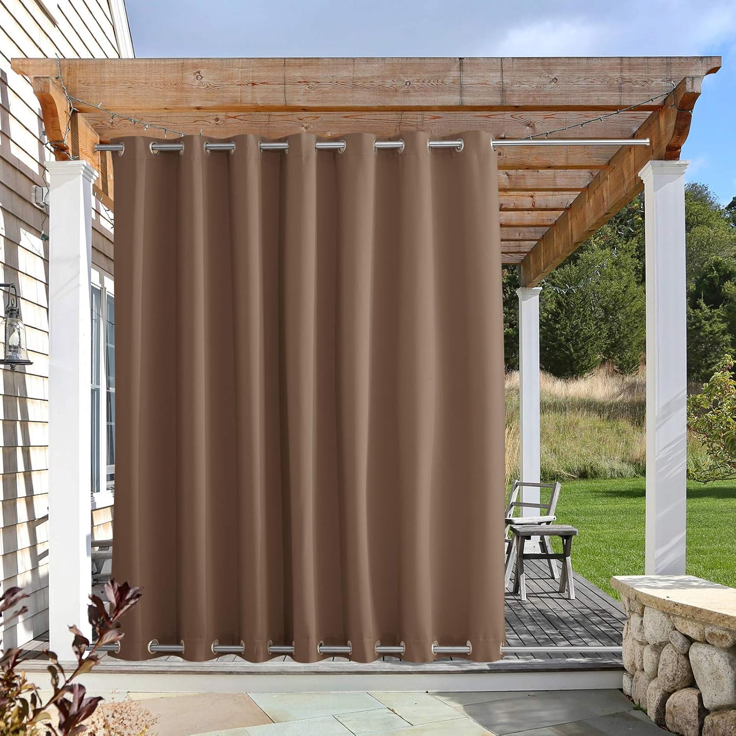 NICETOWN Outdoor Patio Curtain, Tan