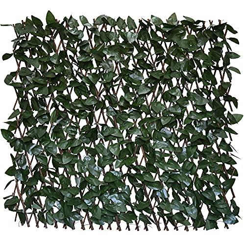GLANT Expandable Fence Privacy Screen for Balcony Patio Outdoor,Decorative Faux Ivy Fencing Panel,Artificial Hedges (Single Sided Leaves) (2, Dark Green)