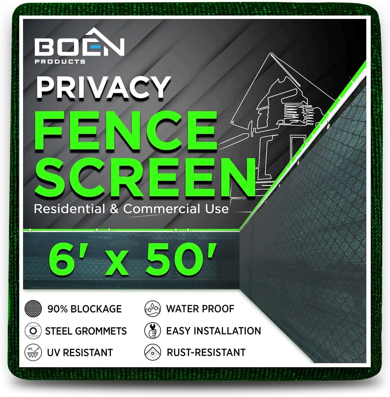 Boen Backyard Privacy Screen Fence Covering 6' x 50'
